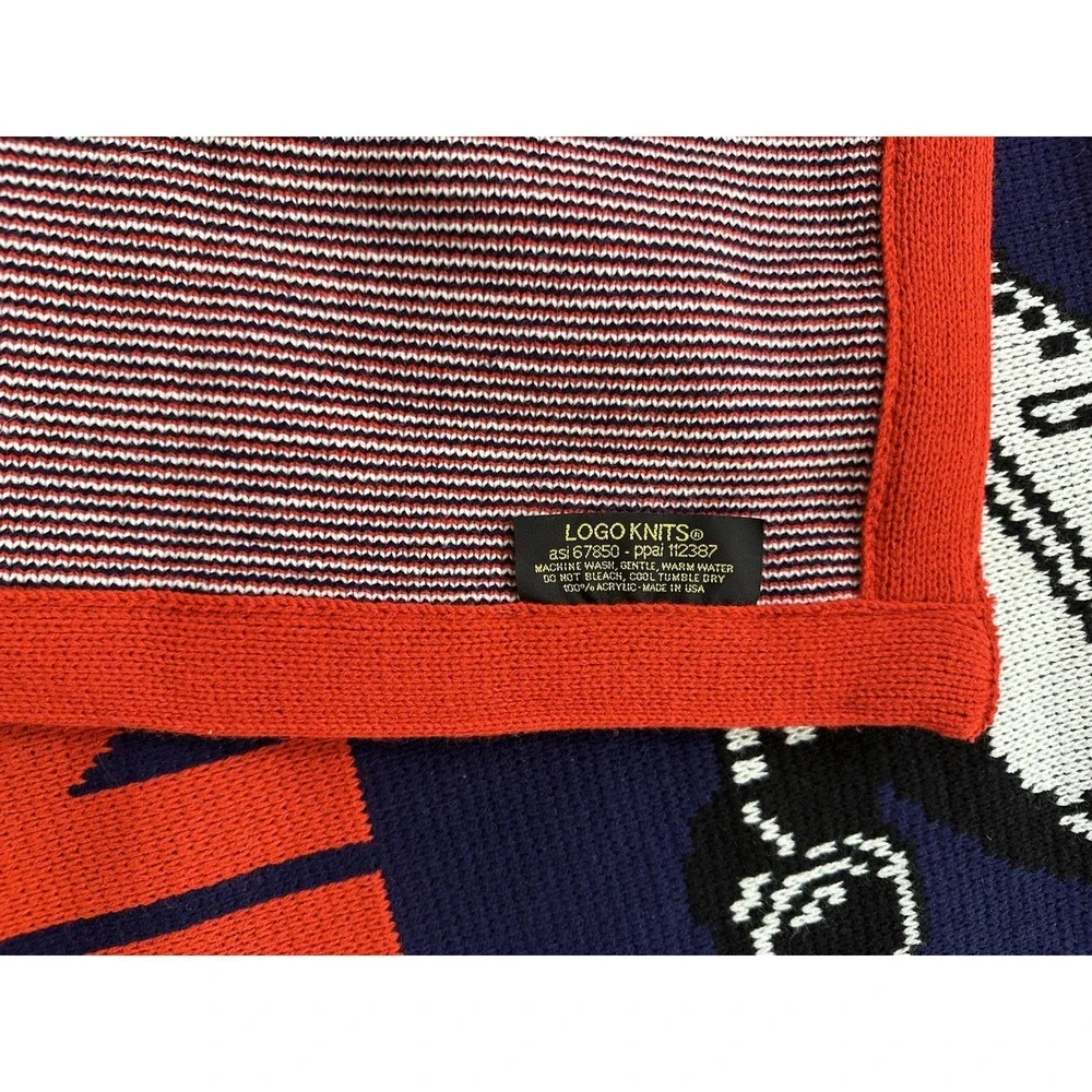 Southwest Airlines Blanket 100% Acrylic Vtg 80s USA Airplane Red Blue Logo Knits